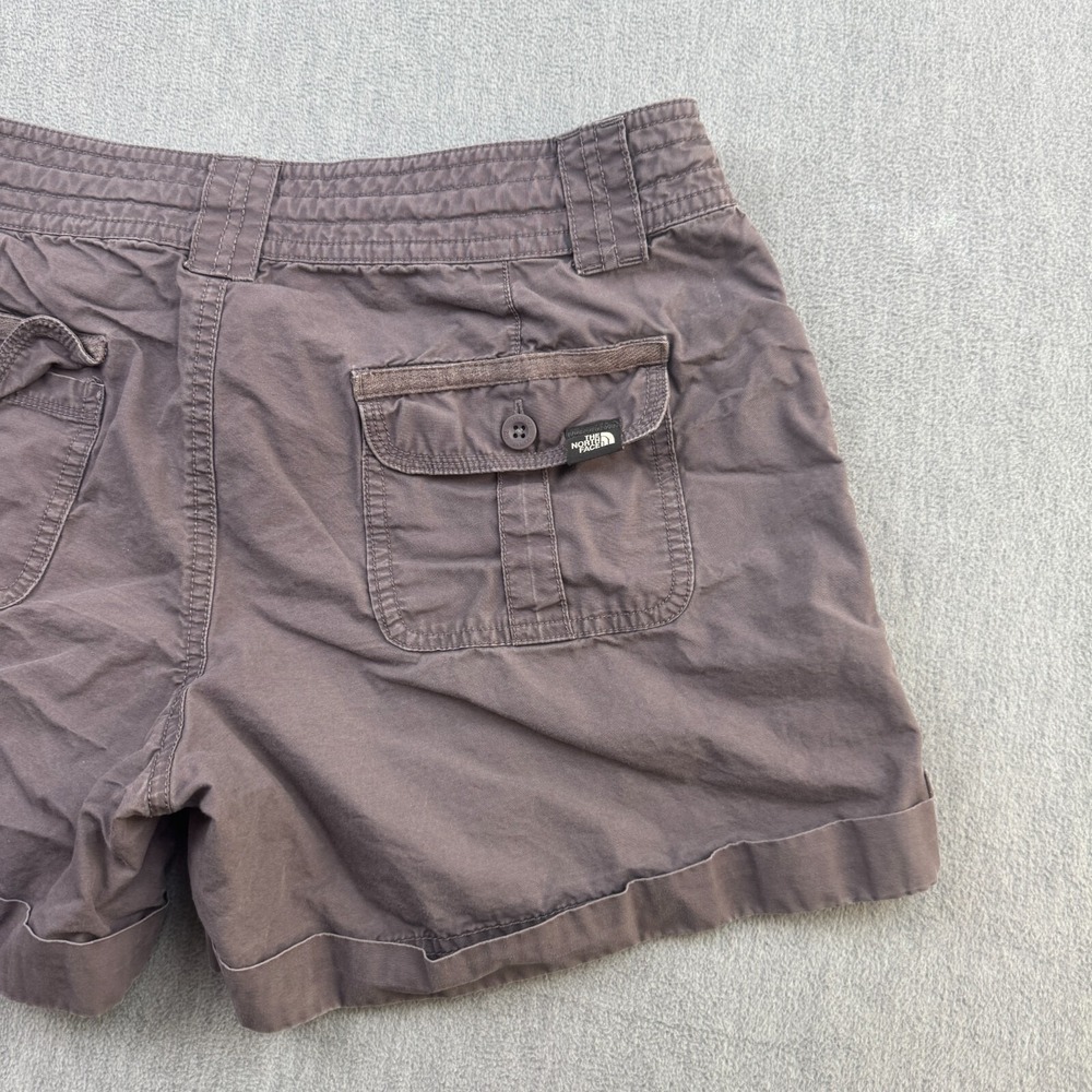 The North Face Shorts Women 12 Gray Purple Chino Flat Front Cuffed Hiking Cotton - Picture 12 of 14